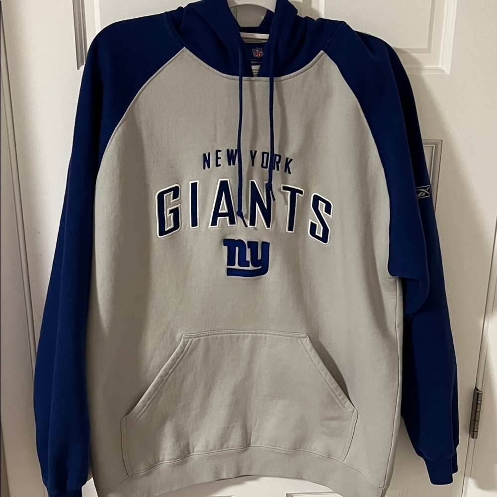 Reebok Men’s  New York Giants Blue and Gray  Hoodie Size Large